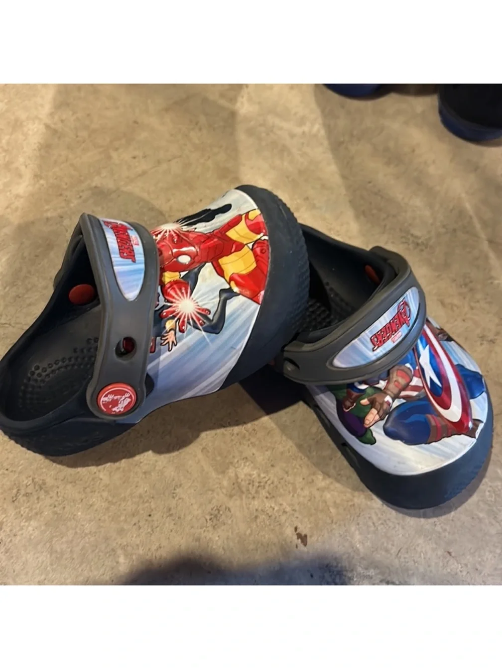 CROCS Kids Marvel Character Clogs in Navy, Red and White